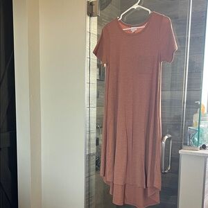 LuLaRoe Short-Sleeve High-Low Pocket Dress in Rust